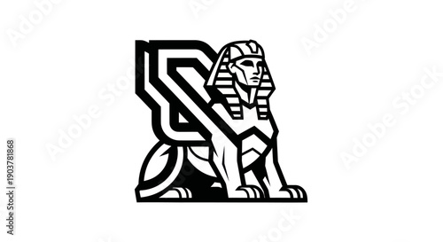 Egyptian sphinx icon on white background