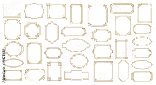 Extensive collection of sophisticated thin gold frames in various shapes like rectangular, oval, and hexagonal for classic designs.