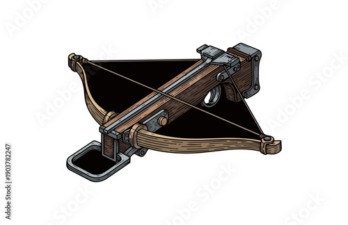 Crossbow illustration vector of weapon isolated on black background