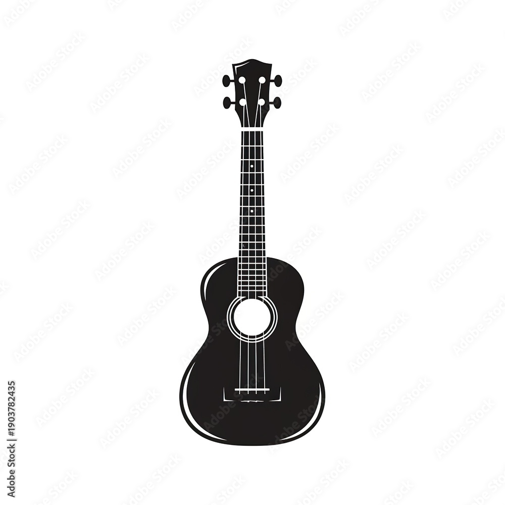 Fototapeta premium Modern black ukulele on white background for music projects