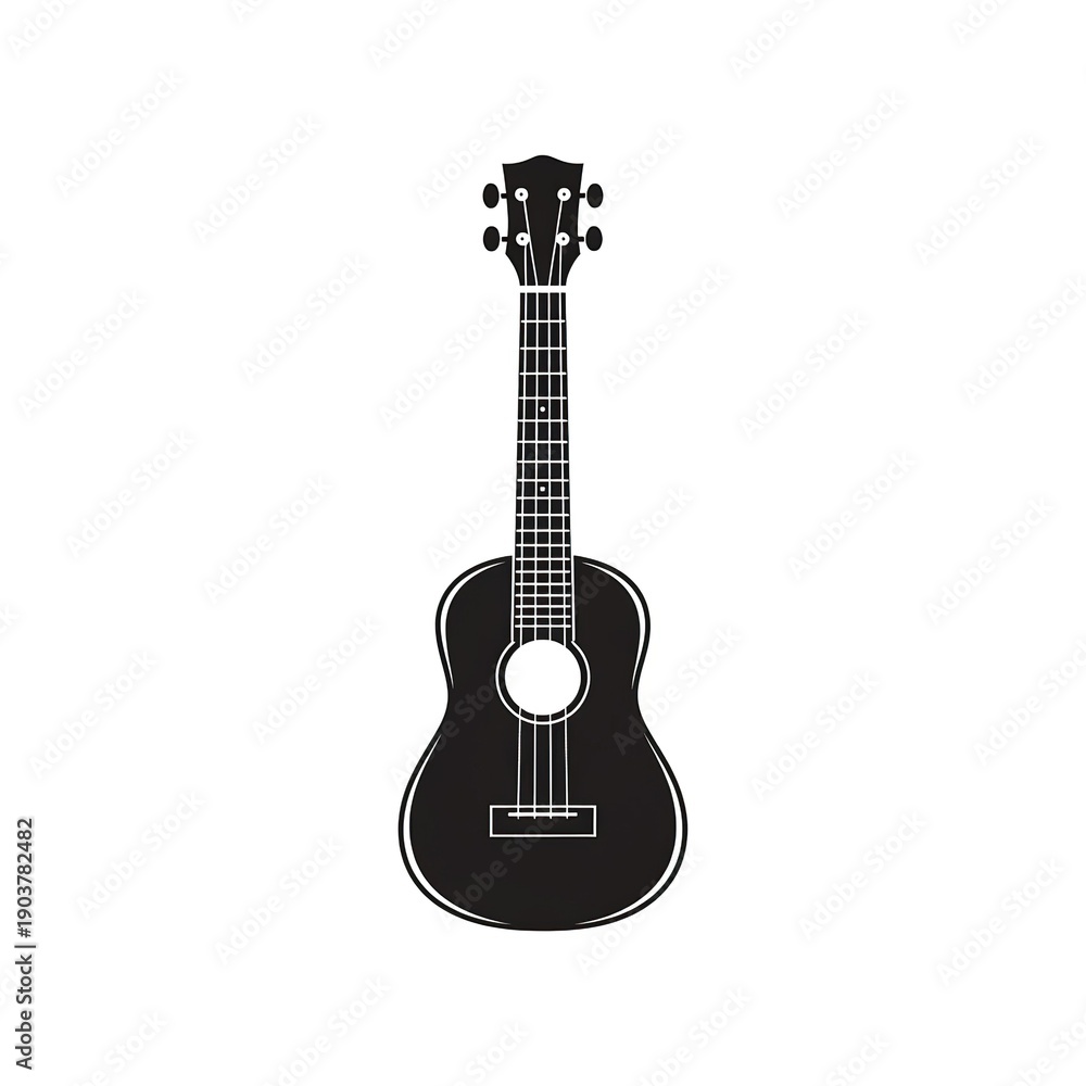 Obraz premium Elegant black ukulele silhouette for music and artistic projects