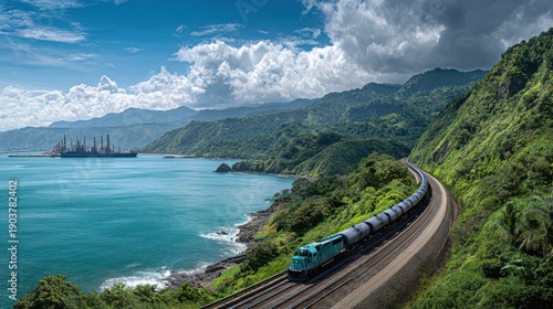 Scenic train journey along the coastal mountains