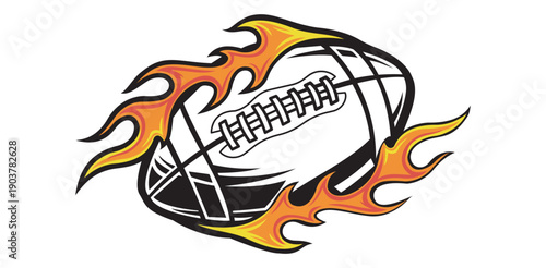 Dynamic flaming American football illustration graphic design Fierce power explosive game intensity burning speed