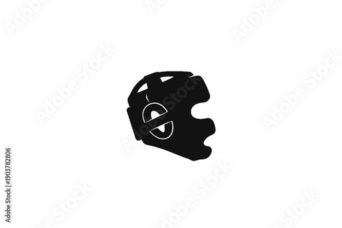 Protective Headgear: A sleek, minimalist image of a headgear silhouette, symbolizing protection and athleticism in the realm of sports and combat. 