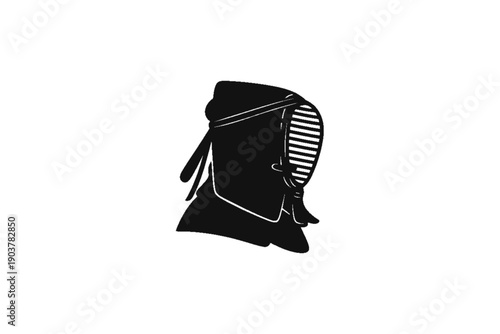 Kendo mask Silhouette: A minimalistic silhouette of a Kendo mask, the embodiment of discipline and focus, perfectly captures the essence of this traditional martial art.