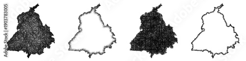 Sketch Punjab map design set