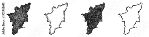 Sketch Tamil Nadu map design set
