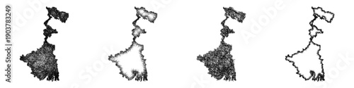 Sketch West Bengal map design set