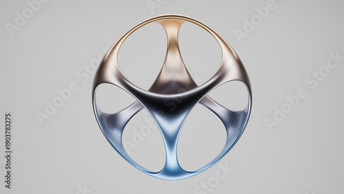 3d rendering of a smooth abstract shape with curved openings and gradient colors