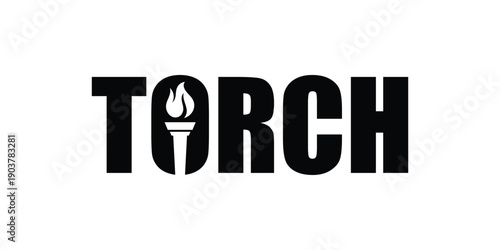 Simple minimalist text torch logo design inspiration