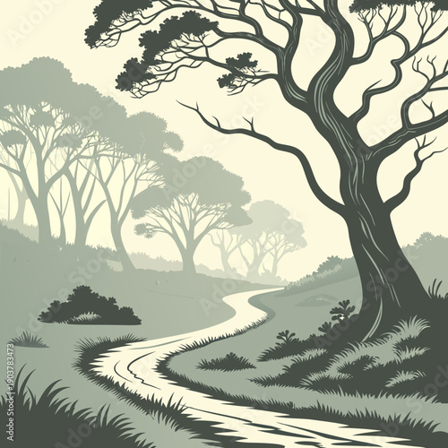 Journey Through Silent Abstract Pathways: Minimalist Visual Representing Contemplation, Introspection, and Serene Discovery