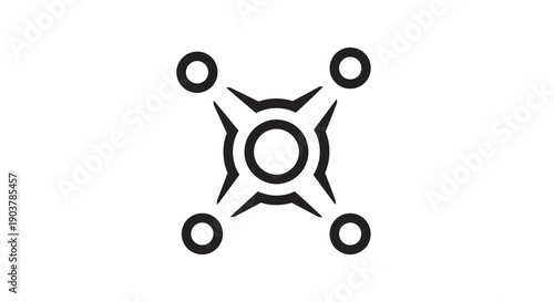 Drone symbol with four propellers and a central circle.
