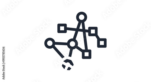 Simple Network Diagram with Wireless Connectivity Icon.