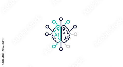 Stylized Brain Icon with Interconnected Nodes and Lines.