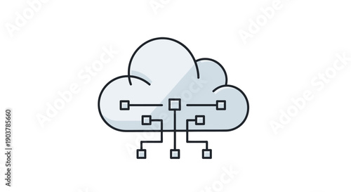 Cloud Computing Network Diagram Illustration.