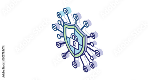 Cyber Security Shield Protection Lock Icon.