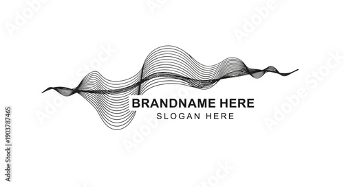 Black Wavy Lines Logo Design Template.