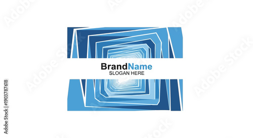 Blue Geometric Business Card Design Template.