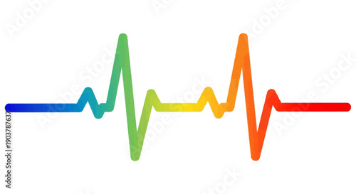 Vibrant Rainbow ECG Line Illustrates Life, Health, and Medical Concepts on White Background