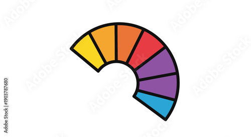Simplified color wheel arc with diverse hues perfect for design and abstract concepts