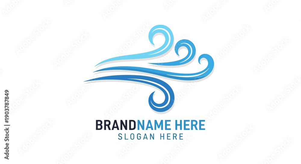 Fototapeta premium Blue Swirling Logo Design Element Template.