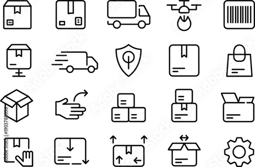 Shipping and delivery line icons for web, interface, mobile applications, apps, websites, graphic design, ui ux kit