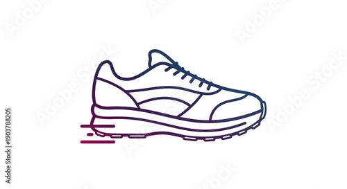 Dynamic running shoe outline with gradient colors representing speed and athletic movement
