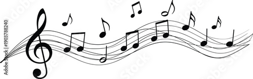 Musical notes on a stave with treble clef