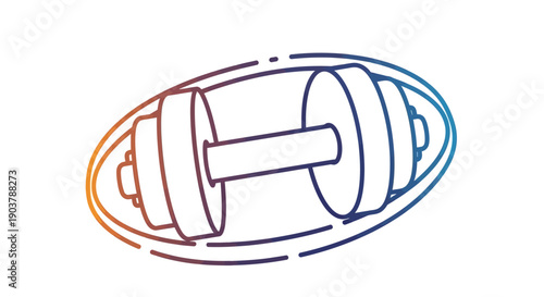 Vibrant gradient outlined dumbbell symbolizing strength and fitness in a modern graphic style