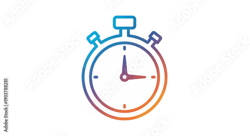 Colorful gradient stopwatch icon depicting time management, speed, and precision measurement