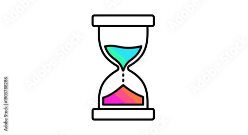 Colorful Modern Hourglass Icon Illustrating Time Flow and Measurement with Vibrant Sand
