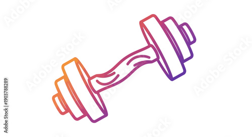 Vibrant gradient outline dumbbell symbol for fitness and strength training vector icon gym workout