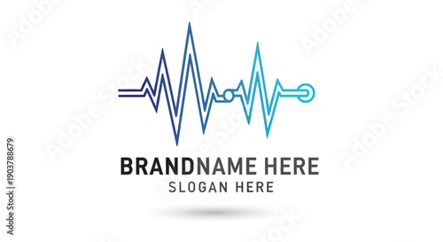 Heartbeat ECG Logo Design Template Placeholder.
