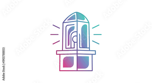 Vibrant gradient lighthouse icon vector illustration design emitting guiding light and direction