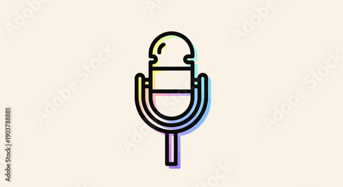 Stylish retro microphone icon in a vibrant outline design for podcasting and music recording