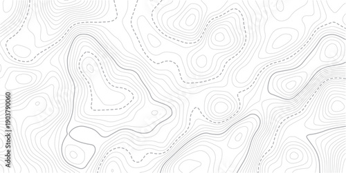 Seamless Light topographic topo contour map background, vector illustration.Modern design with White background with topographic wavy pattern design. Black and white lines seamless Topographic map.