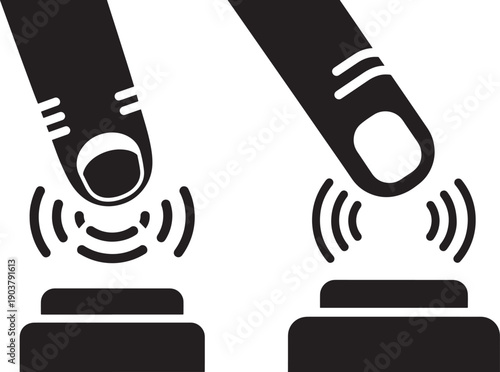 Finger pressing button silhouette icons