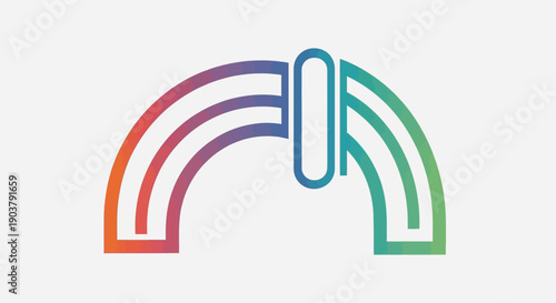 Modern abstract gradient rainbow arch logo design illustrating connectivity and digital progress