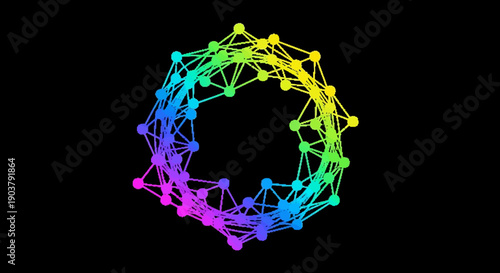 Vibrant Rainbow Data Network Connection Abstract Technology Background Visualization