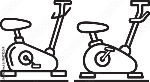 Two exercise bike icons outline