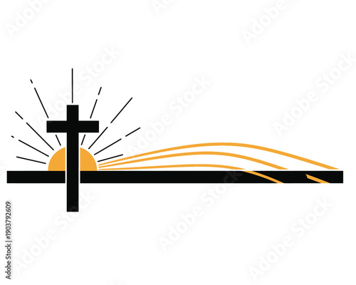 Christian cross with rising sun symbolizing hope and renewal