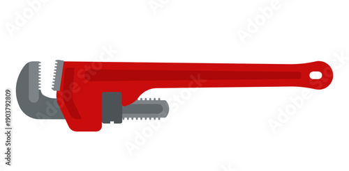 Rigid pipe wrench hand tool, adjustable plumbing wrench illustration. Simplicity vector illustration, isolated.