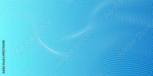 Flowing particles with depth of field. Particle waves showing a stream of clean fresh air. Air flow. Vector illustration.