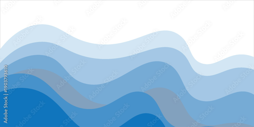 Fototapeta premium Abstract blue wave summer background. Vector illustration