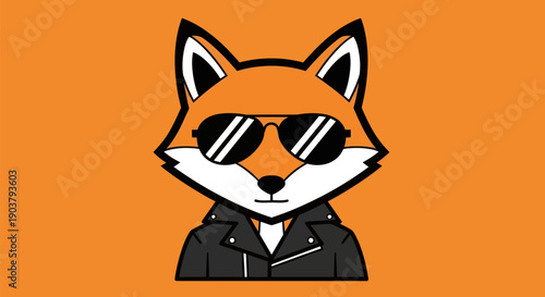Fox character with sunglasses on orange