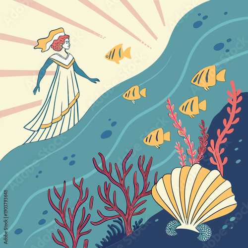 Symbolic Underwater Renaissance Concept of Rebirth and Renewal, Illustrating Transformation and New Beginnings