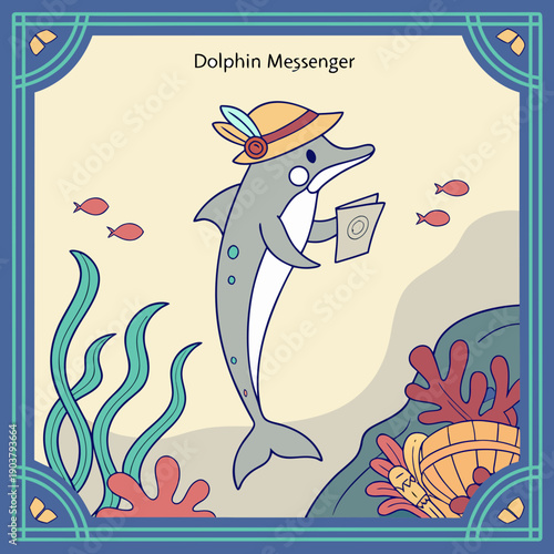 Graceful Underwater Renaissance Dolphin Messenger Carrying Important News Through Ancient Aquatic Realms