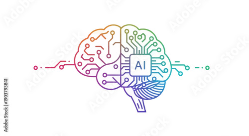 Artificial intelligence brain concept showing technological integration and digital thought
