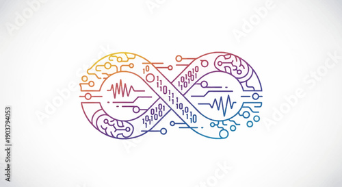 Abstract representation of artificial intelligence and continuous development concepts with data
