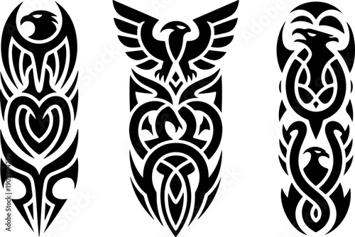 Tribal Wolf & Owl Totem Silhouette Set